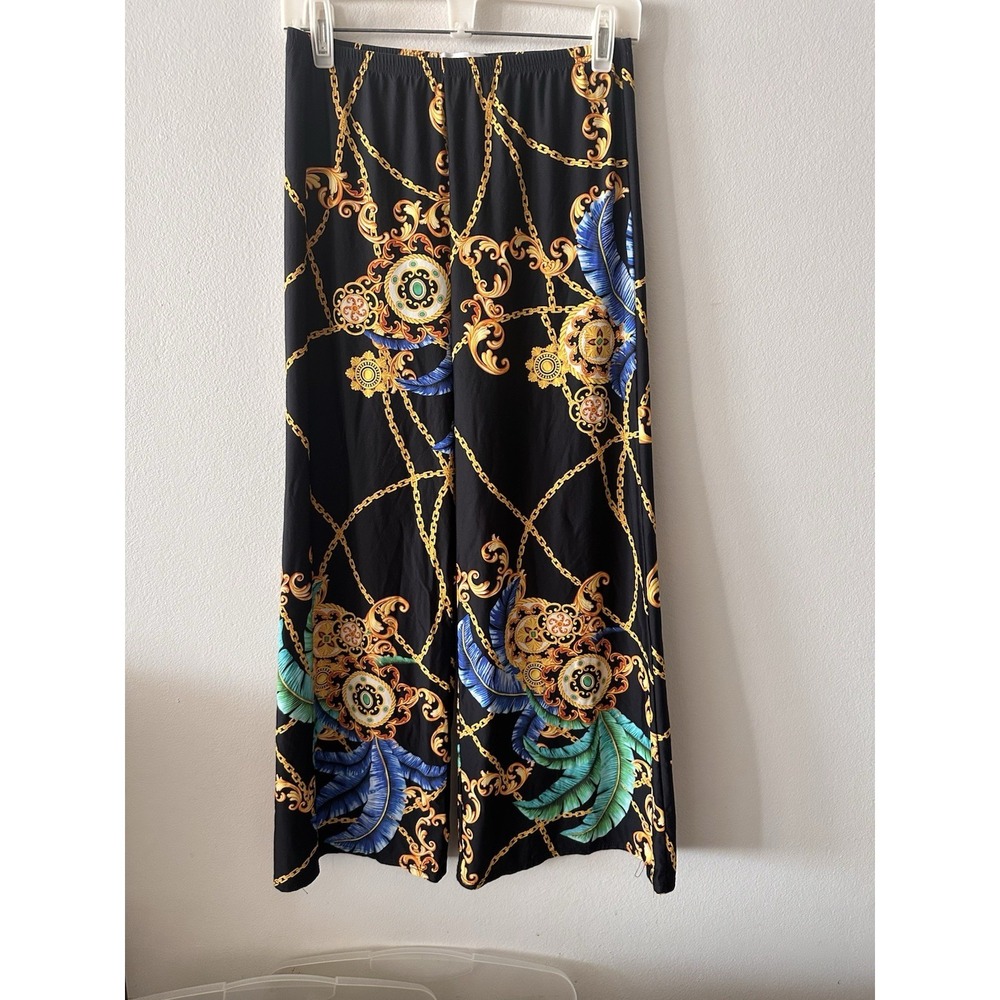 Tara Grinna Palazzo Pants Cartel Gandolfo Chains Black Medium Beach Resort Wear